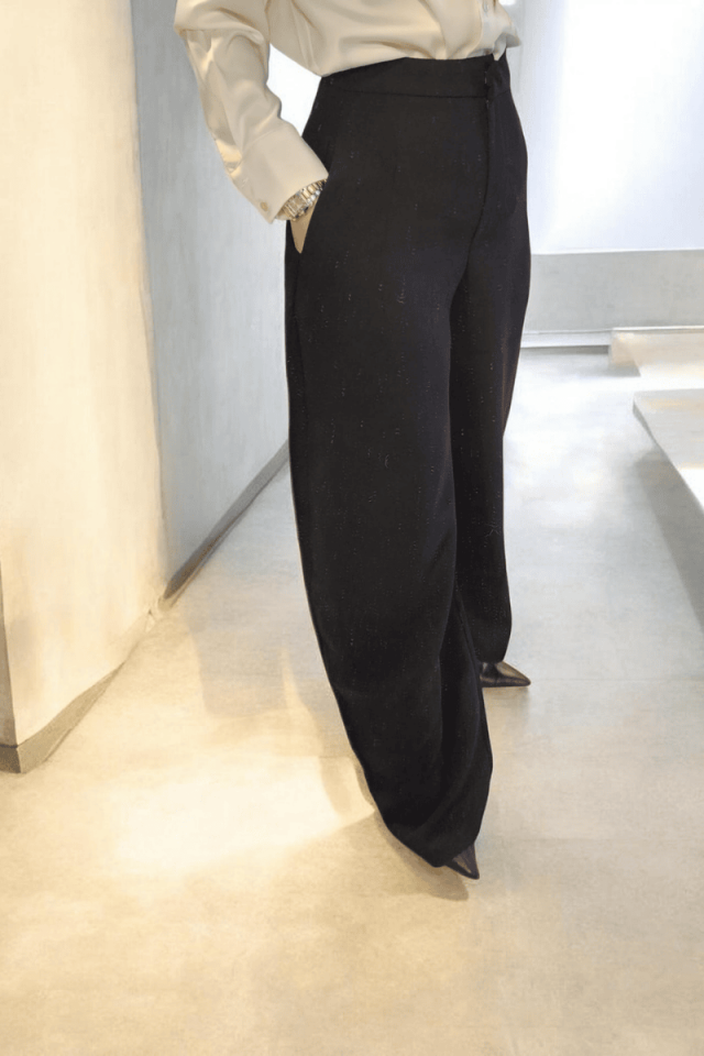Siyah pilesiz palazzo pantolon