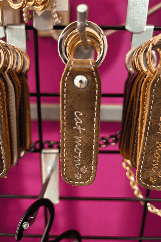 Deri Anahtarlık Kedi annesi Baskılı