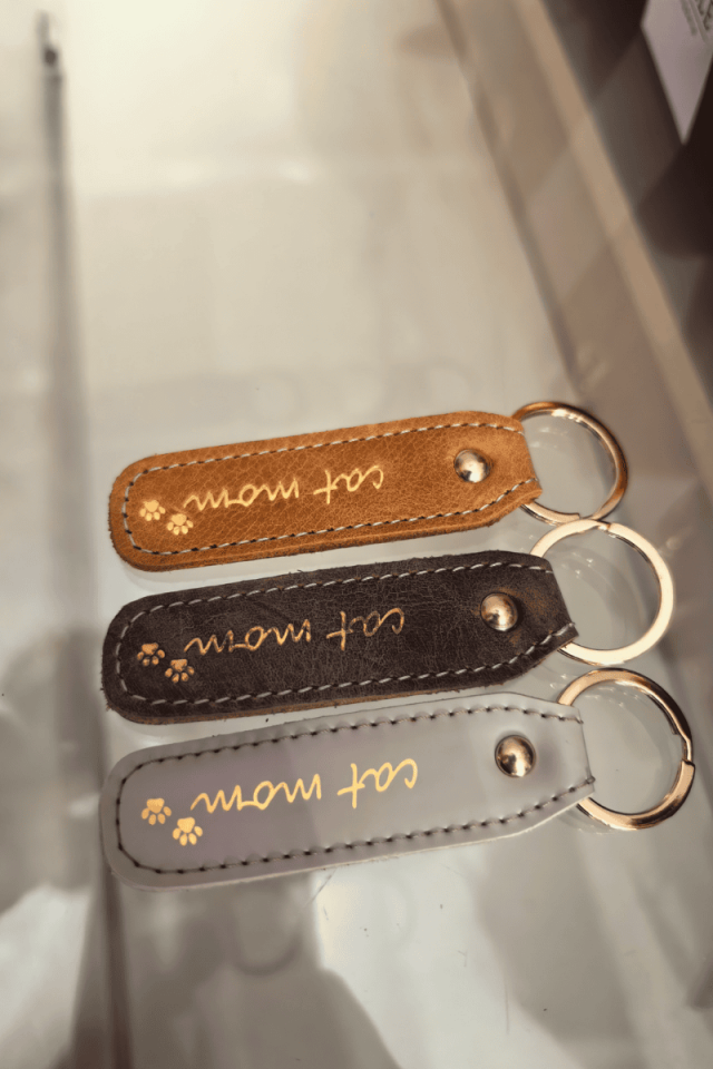 Deri Anahtarlık Kedi annesi Baskılı