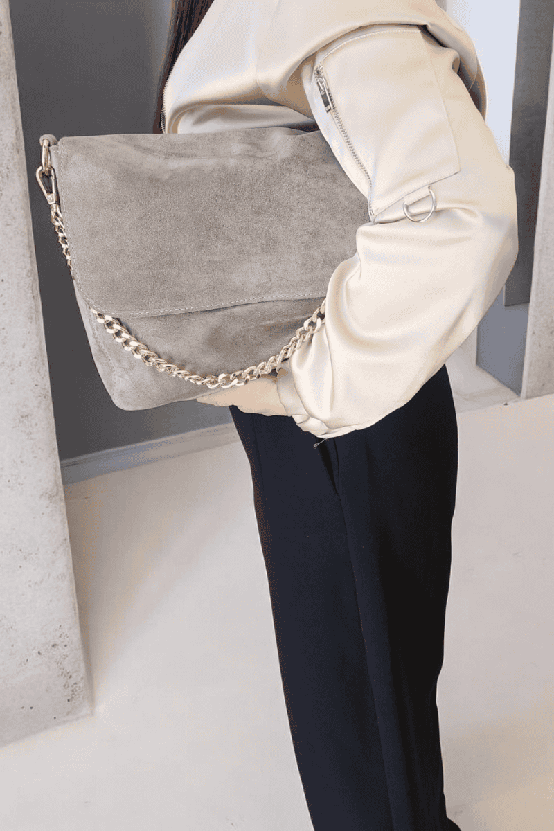 YAĞ YEŞİLİ SÜET DERİ ÇANTA