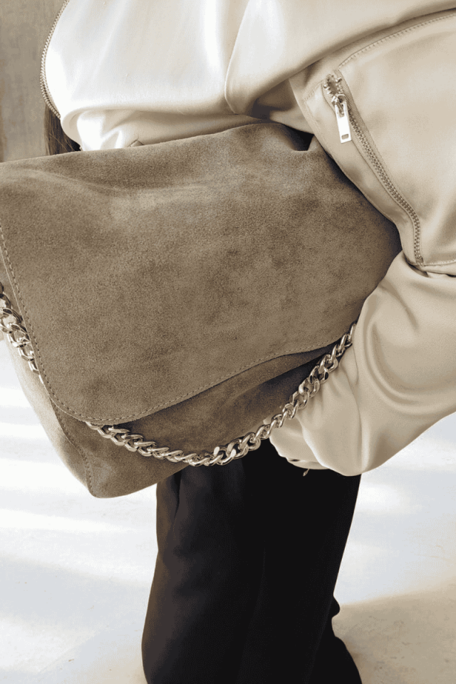 YAĞ YEŞİLİ SÜET DERİ ÇANTA